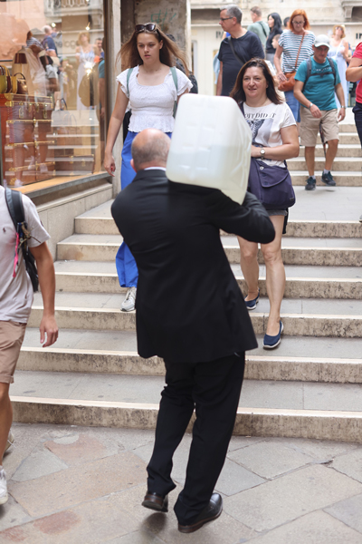 Neville Gabie Experiments in Black and White XXXV - Venice. Portrait format Video 6 minutes 10 seconds, 2025/26. Photography Joan Gabie. Sound composed and performed by Joe Van De Linden.